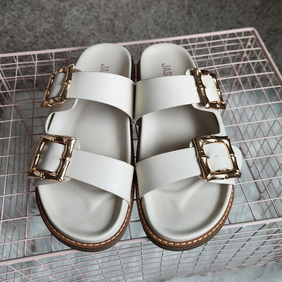 Jason Wu Cream Sandals with Gold Accents - Picture 5 of 7